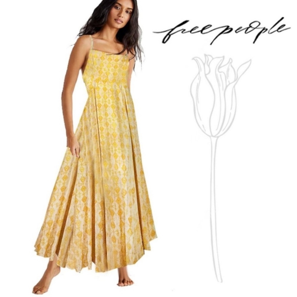 Free people yellow sun dress with back cut out